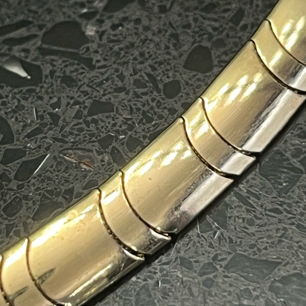 18k Gold Technibond mirrored dome omega polished flexible necklace vintage HSN - Picture 3 of 4